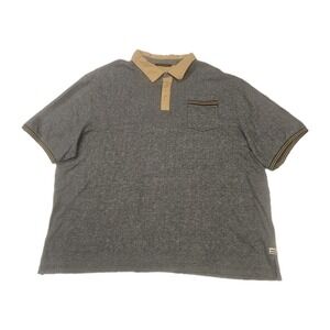 Sean John Polo Shirt Men Short Sleeve Big 4XB Blue/Tan Very Soft Adult‎